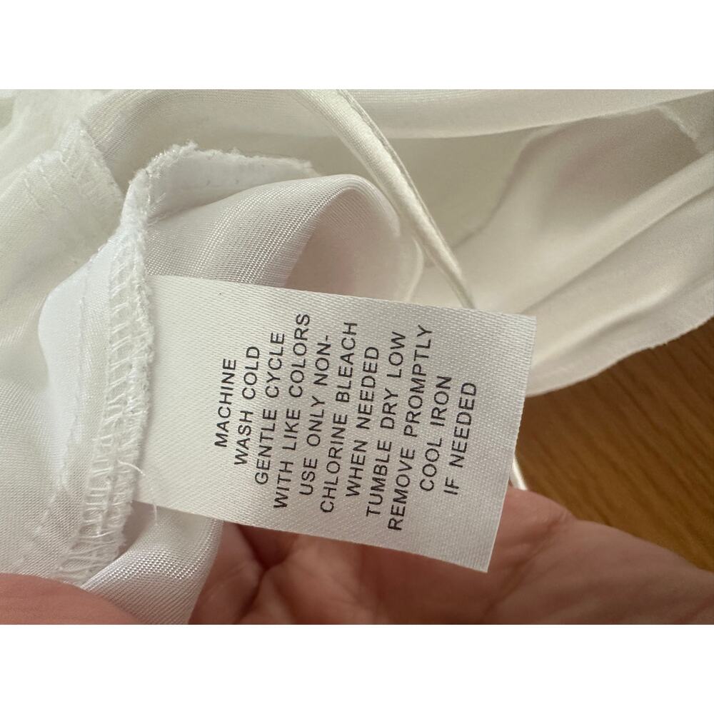 California Dynasty Satin Slip Dress White Lace Trim Bridal Minimal 90s M - Picture 8 of 11